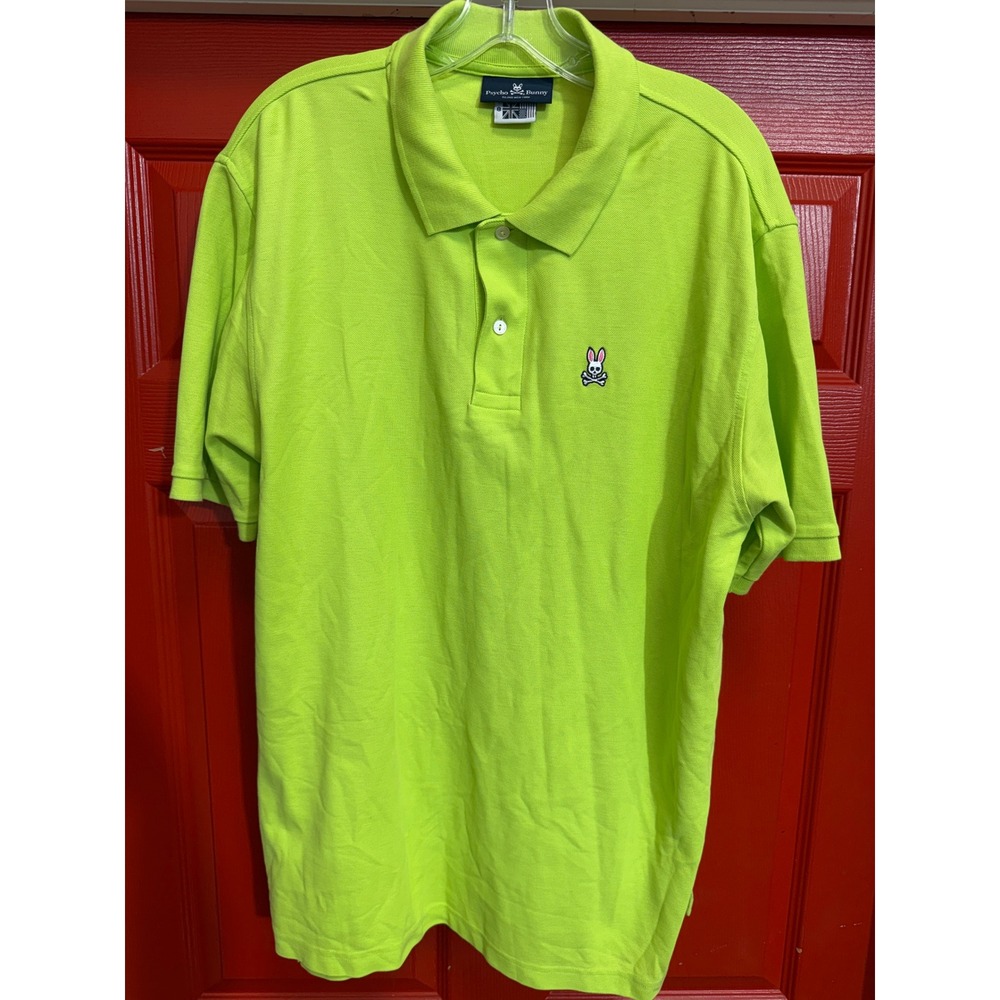 Psycho Bunny Mens Lime Green Short Sleeve Pique Polo Shirt Size 8 XXL